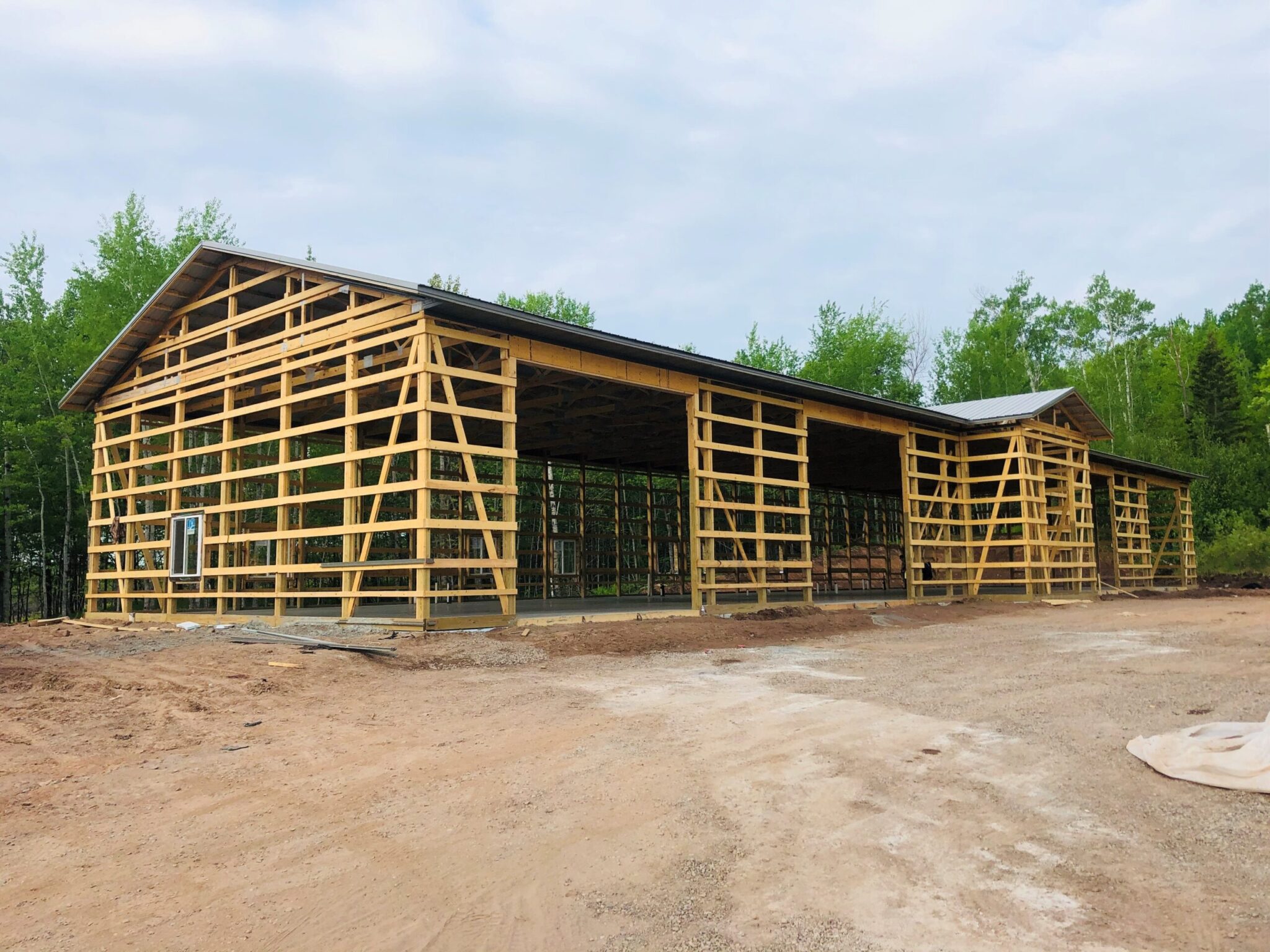 Wescom fab shop unfinished exterior with roof installed